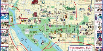 Washington dc mapa ng mga site turista