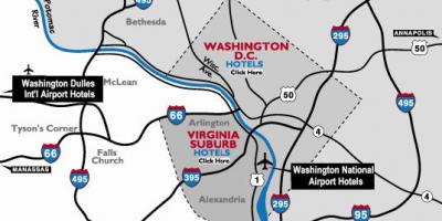 Washington dc area ng paliparan mapa