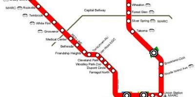 Washington dc metro red line na mapa