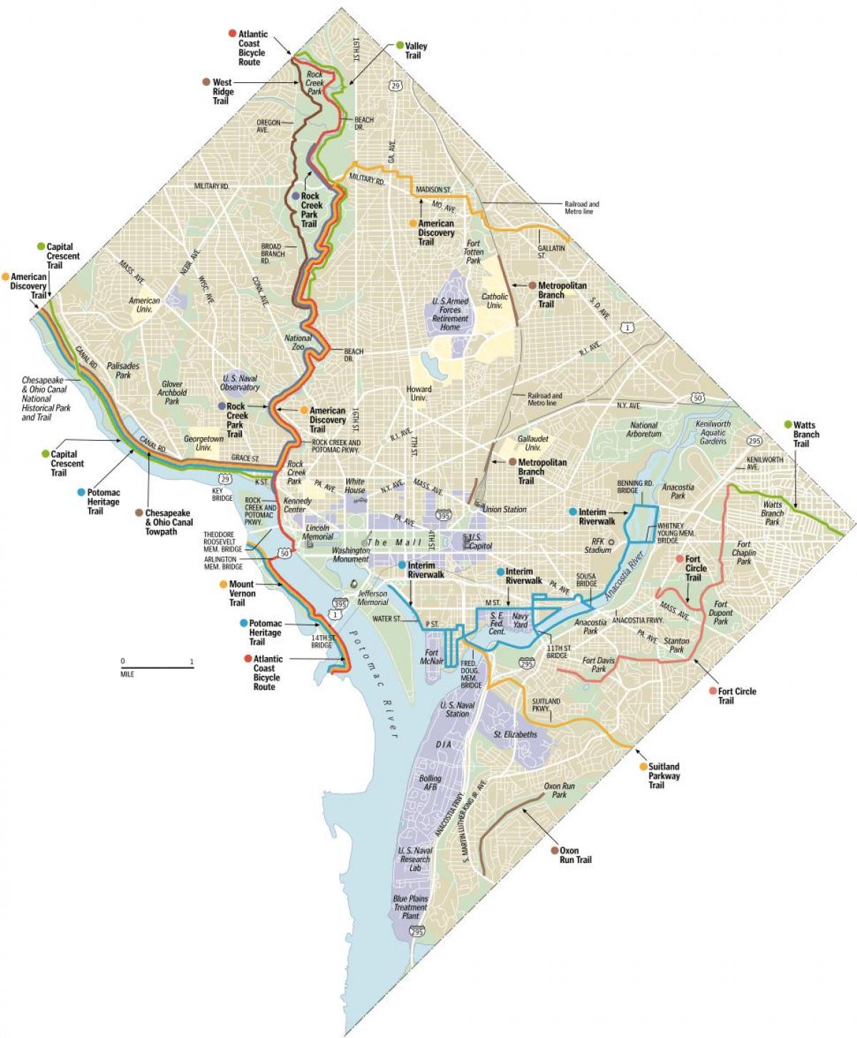 washington dc bike trail mapa