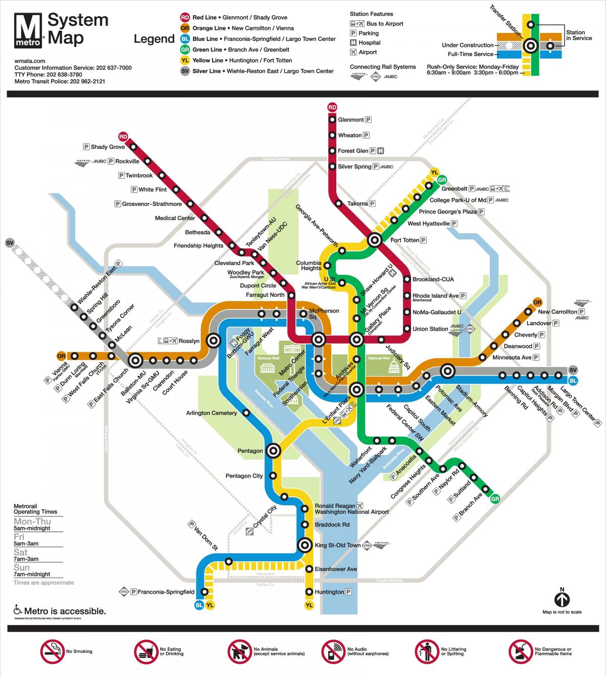 washington dc metro mapa pilak linya