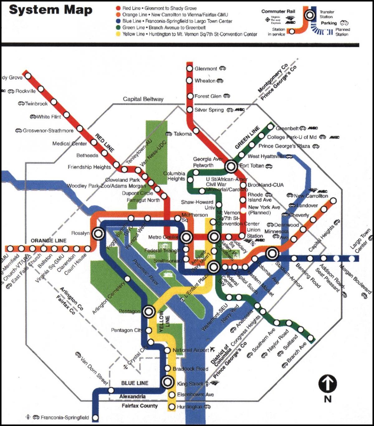 washington dc metro tren sa mapa