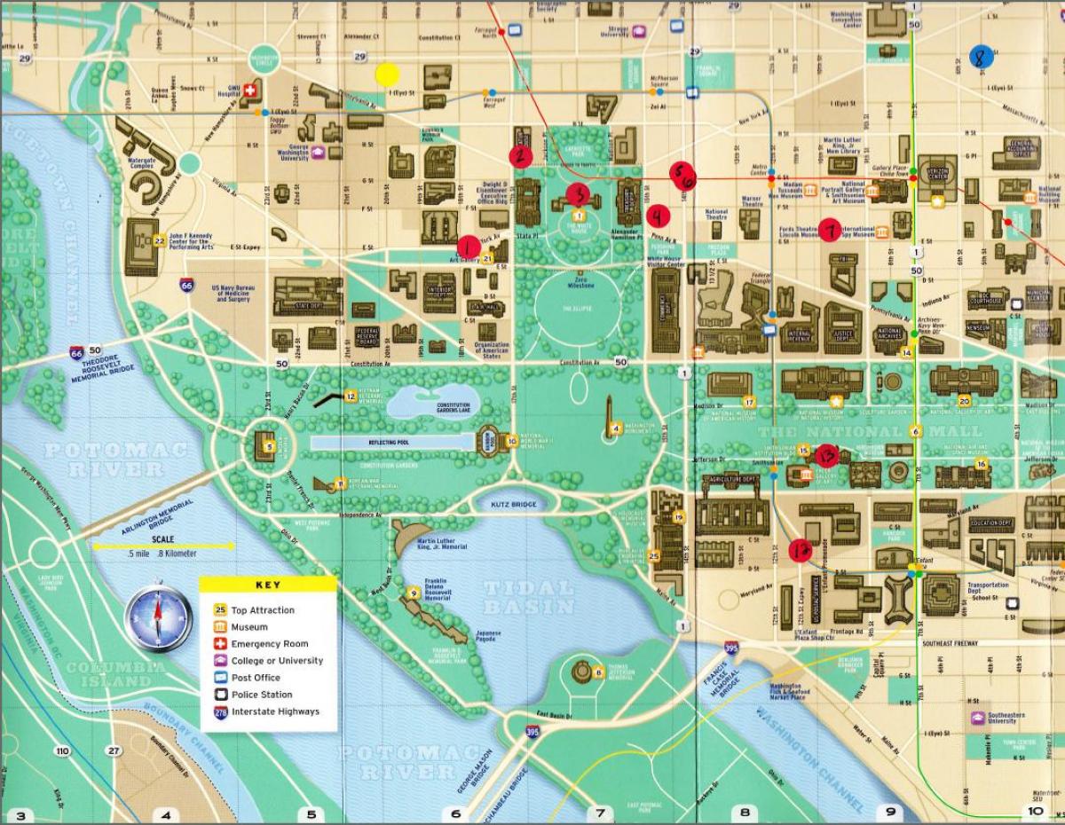 mapa ng monumento sa washington dc