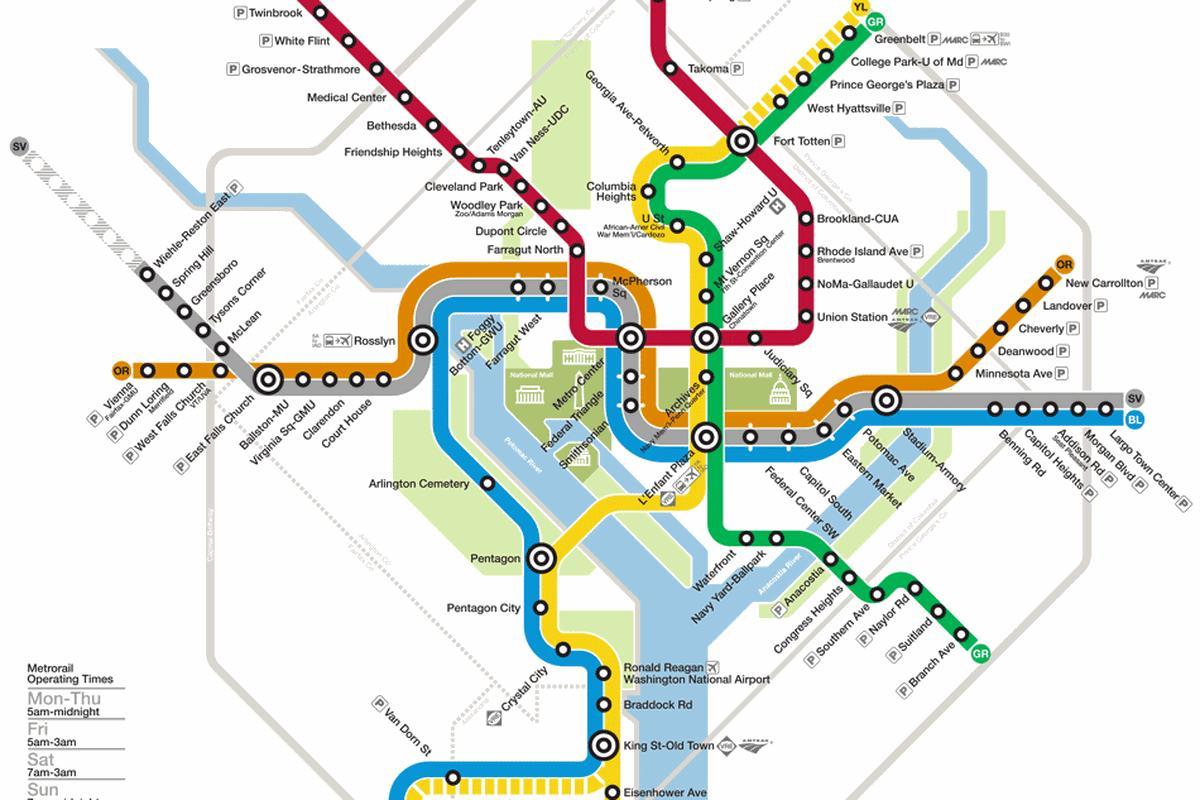 washington dc na sistema ng metro mapa
