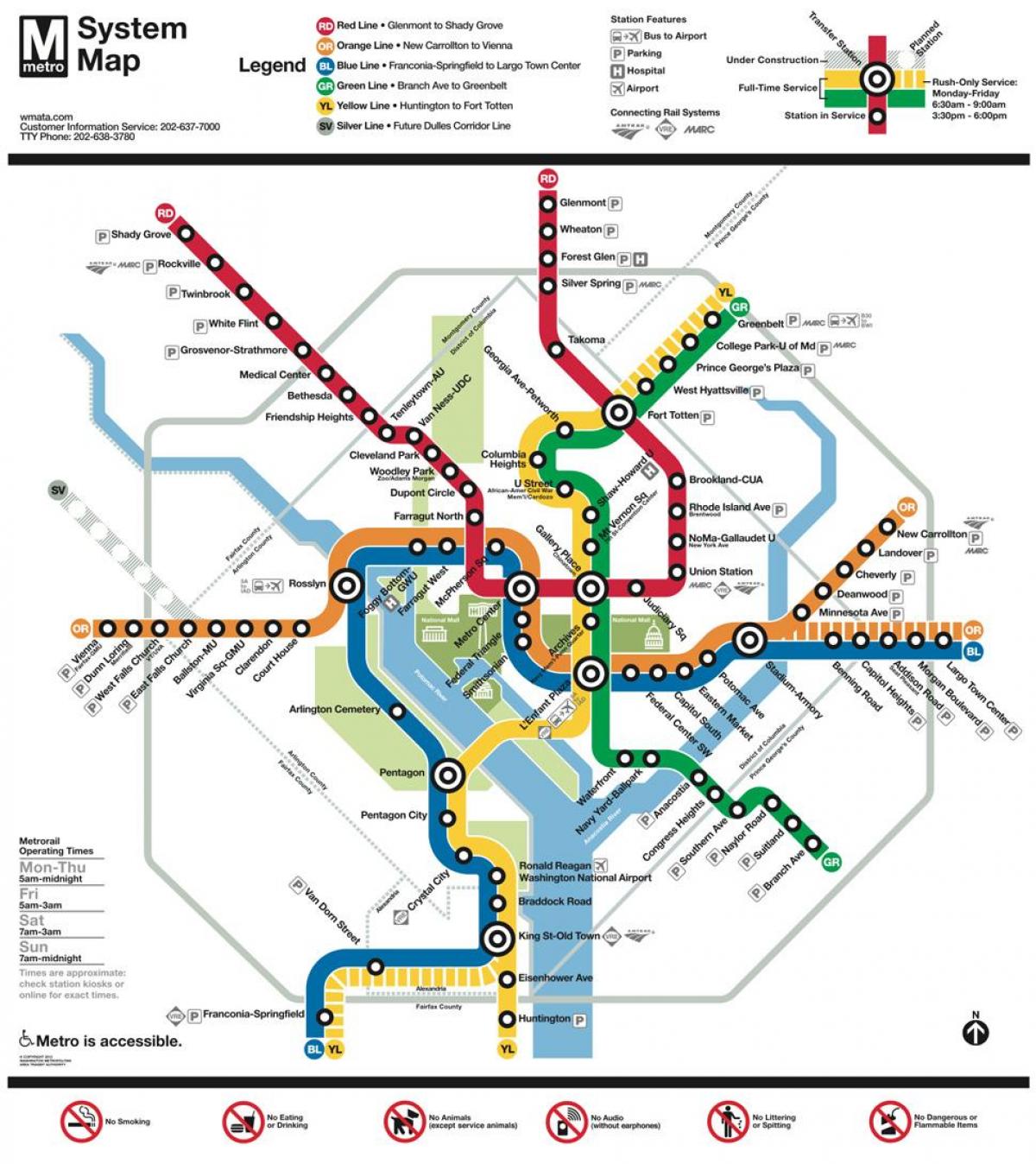 washington dc pampublikong transit mapa