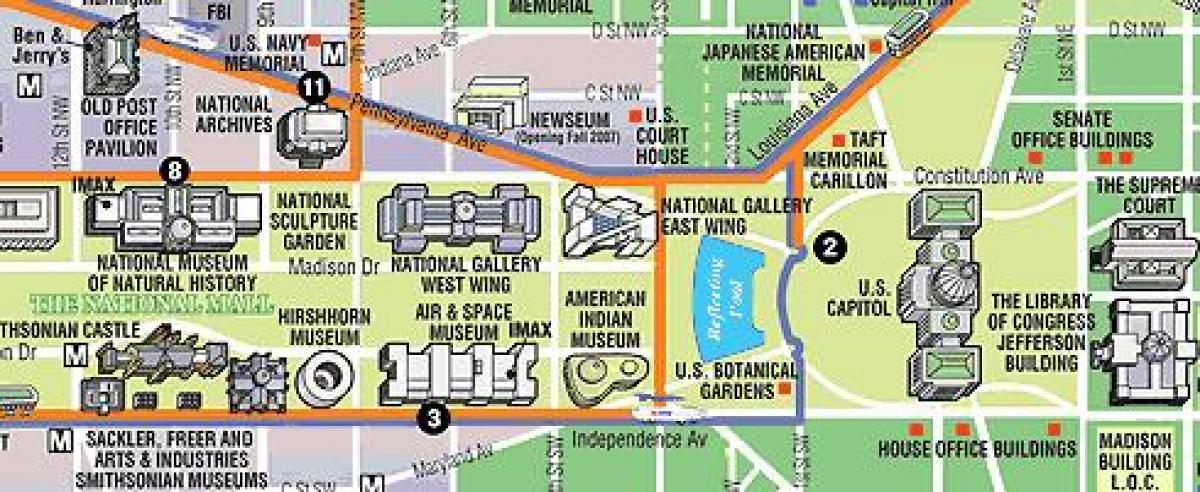 mapa ng washington dc na mga museo at mga monumento