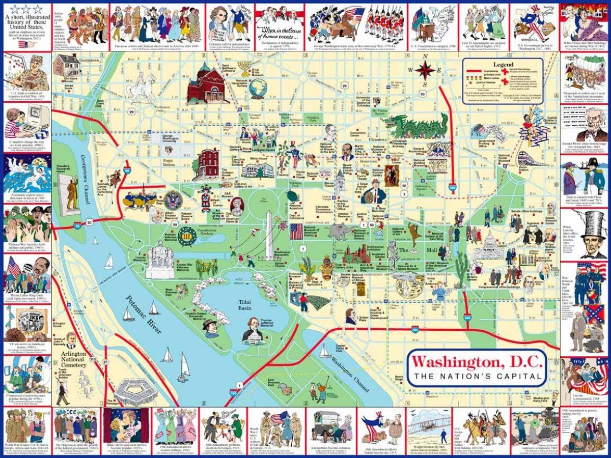 washington dc mapa ng mga site turista