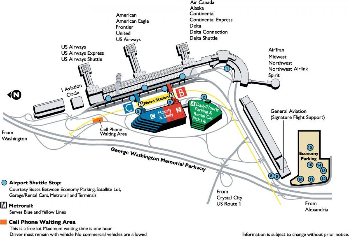 washington ronald reagan national airport mapa