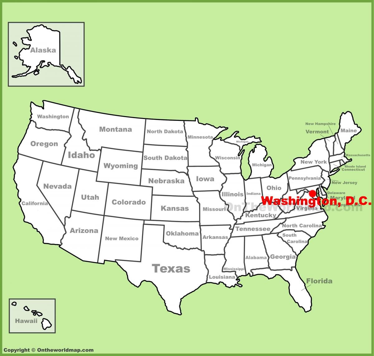 washington dc sa mapa ng amerika